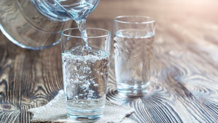 a glass of water for drinking